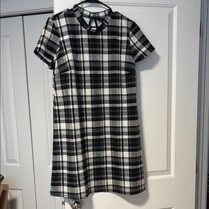 Black and White Plaid Sheath Dress